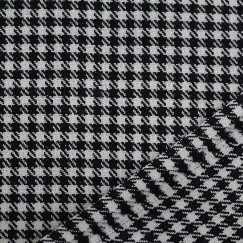 Tissu de coton teint en fil classique pied-de-poule noir et blanc