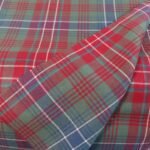 Bespoke cotton fabric manufacturer: crimson red and sage green heritage flannel